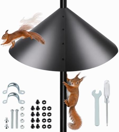 19 Inch Squirrel Baffle, Large Squirrel Proof Cone Guard Blocker, Outdoor Pole Mount Squirrel Deterrent for Bird Feeder Pole & Bird House, Wild Bird Feeder Accessories