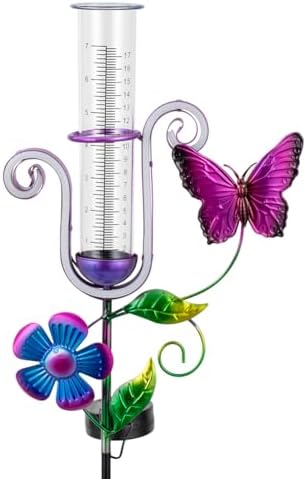 Stargarden Rain Gauge Outdoor, Solar Powered Rain Gauge