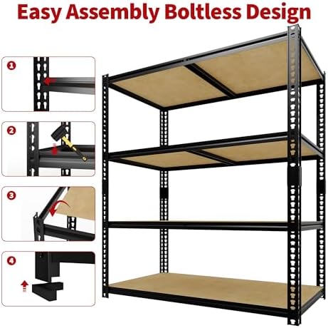 Heavy Duty Garage Storage Shelves, 4-Tier Adjustable Storage Shelving Unit