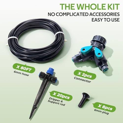 HIRALIY 80ft Push-to-Connect Drip Irrigation Kit