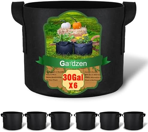 Gardzen 6-Pack 30 Gallon Grow Bags, Aeration Fabric Pots with Handles, Heavy Duty Cloth Pots for Plants