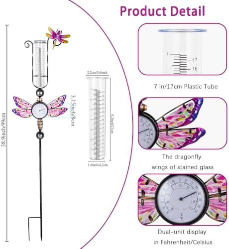 Rain Gauge Outdoor with 7 Inch Plastic Tube