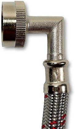 Premium Stainless Steel Washing Machine Hoses with 90 Degree Elbow, 5 Ft Burst Proof (2 Pack) Red and Blue Striped Water Connection Inlet Supply Lines