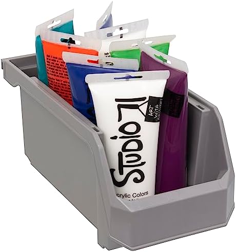 ReadySpace Medium Stackable Plastic Storage Bins, 8-Pack, Gray