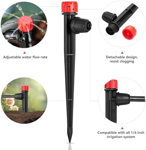 Drip Irrigation Emitters for 1/4" Tubing: 25pcs Drippers with Lock Barbed
