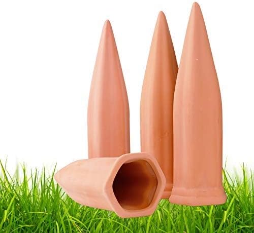 Plant Watering Devices 4 Pack Terracotta Vacation Plant Waterer Wine Bottle Watering Stakes Slow Release Plant Watering Spikes Perfect Self Watering Devices for Indoor Outdoor Plants (4)