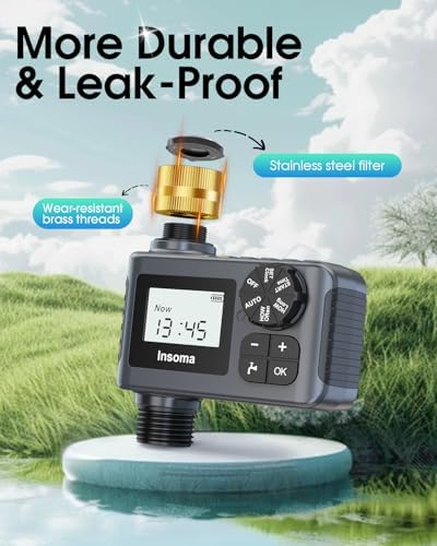 2-Packs Water Timer for Outdoor Garden Hose, Hose Timer with Rain Delay/Manual Mode, Automatic Drip Irrigation Controller System for Lawn Yard Garden Watering