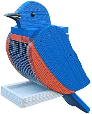 Peaceful Classics Bluebird Bird Feeder, Wooden, Hanging, Easy Refill Top, Seed, Fruit, Nectar