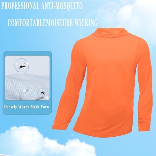 LeeHanTon Men's Sun Shirts Sun Protection Hoodie Shirt UPF 50+ Long Sleeve Work Athletic Shirt with Hooded for Fishing Hiking