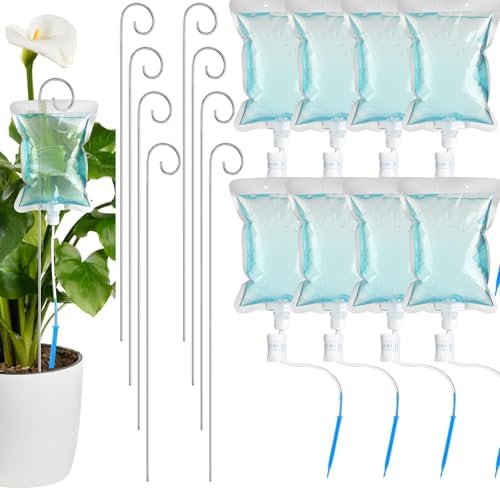 Norme 12 Pcs Plant Drip Irrigation Set 500 ml Drip Water Bag Plant Waterer with Support Rod Stakes Self Watering Spikes Automatic Watering System for Potted Indoor Outdoor