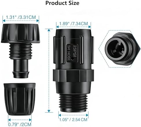 25 PSI Pressure Regulator Parts,3/4" FHT × 3/4" MHT