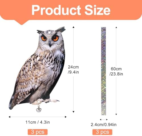 4PCS Hanging Flat Fake Owl to Keep Pigeon Away from Balcony