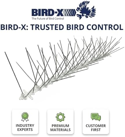 Bird-X Stainless Bird Spikes 8-Inch Extra-Wide, 2 Ft Strips, 100 Feet