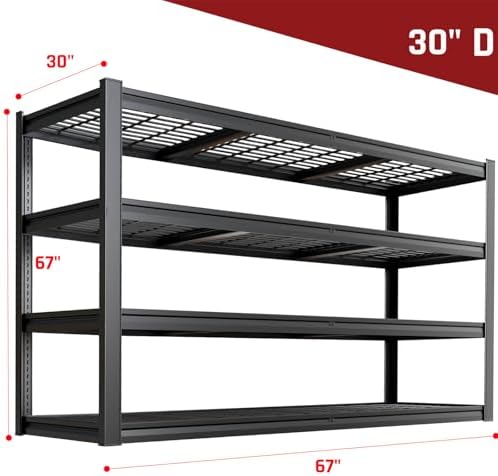 67" Wide Garage Shelving Unit, 30" D Heavy Duty Garage Storage Shelves,3500 LBS Capacity, Industrial Adjustable Shelves for Basement,Kitchen,Warehouse, 2 Pack
