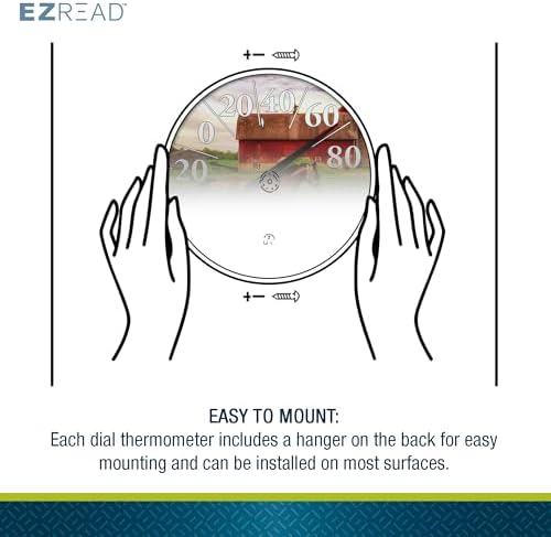 EZREAD Hanging Dial Thermometer - Weather Thermometers for Indoor and Outdoor Use, Large 12.5 Inch Diameter, Easy-to-Read Numbers, Horse and Foal