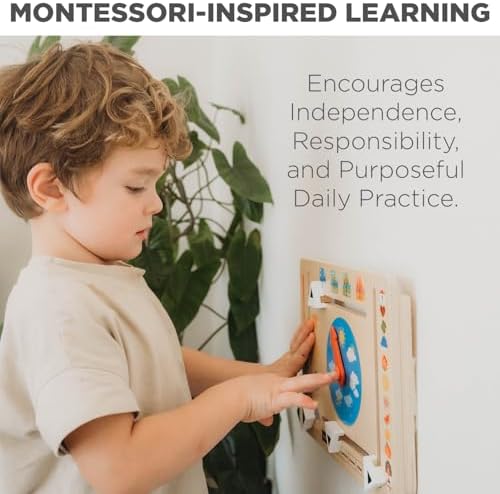 Montessori & Me Wooden Weather Board for Toddlers – Preschool Weather Chart & Daily Calendar for Kids, Interactive Toddler Calendar with Days of the Week, Months, Seasons & Temperatures