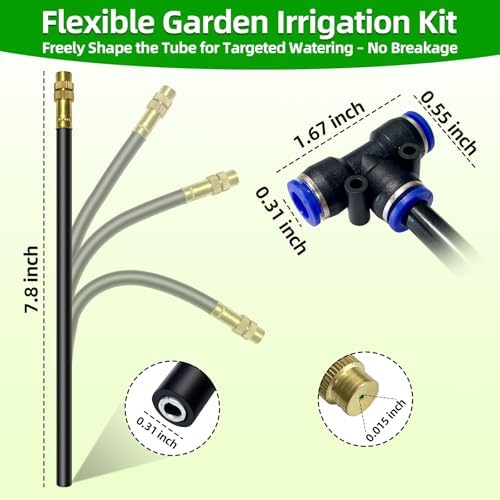 10 Pack 360° Copper Mister Nozzles with Tee for 5/16" Dirp Irrigation Kit