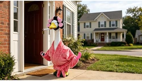 23In Lawn Goose Leopard Bathrobe Outfit Entryway Funny Decor(Pink)