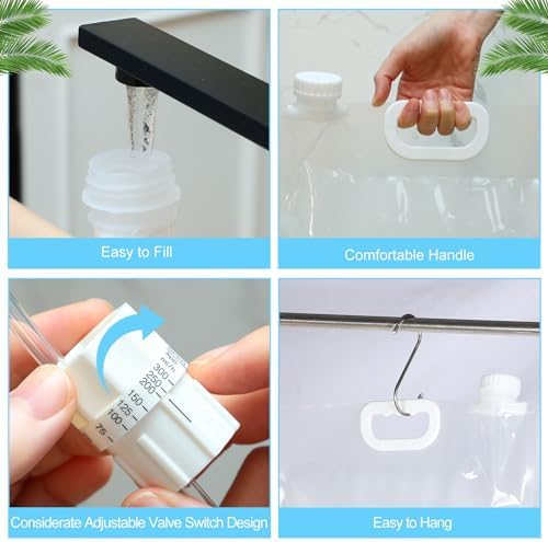 Ziliny 4 Pcs 6.5L Extra Large Plant Drip Irrigation Bag, Automatic Watering System with Adjustable Valve, Self Water Bags for Plants Indoor Outdoor, Vacation Plant Watering Device for Garden Flower