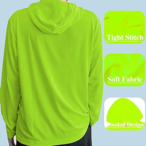 LeeHanTon Men's Sun Shirts Sun Protection Hoodie Shirt UPF 50+ Long Sleeve Work Athletic Shirt with Hooded for Fishing Hiking