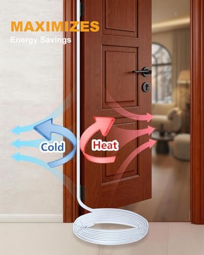 19.7FT Weather Stripping Door Seal: Sound Proof Draft Blocker Kerf Weather Stripping for Exterior Front Door, Large Gap Seal, Easy to Install (White)