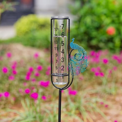 Stargarden Rain Gauge, Outdoor Peacock Rain Gauge