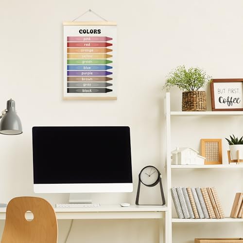 TLESKE Colorful Classroom Colors Learning Educational Poster Hanger Frame, Homeschool Hanging Wall Art Decor for Toddlers Kids Room Nursery Playroom, Preschool Prek Poster Print Banner, 12x16