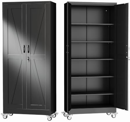 GAIOUS 74.8" Tall Metal Storage Cabinet with Lock and Wheels, File Cabinet