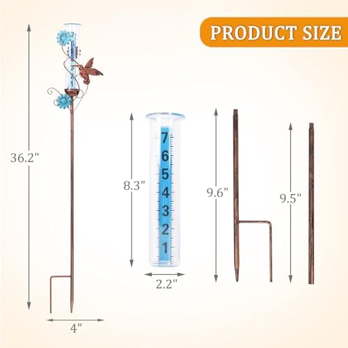 Rain Gauge Outdoor, Hummingbird Rain Gauges for Yard Patio Lawn Garden