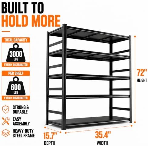 PRESTELION Garage Shelving 3000 LBS Adjustable Metal Storage Shelves