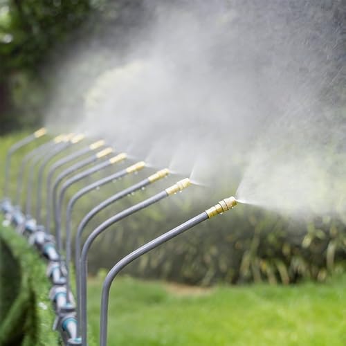 Drip Irrigation System, 50Ft 5/16 Inch Hose, 16 Adjustable Copper Nozzles, Automatic Atomizing Watering Kit for Greenhouse, Outdoor, Raised Bed, Lawn