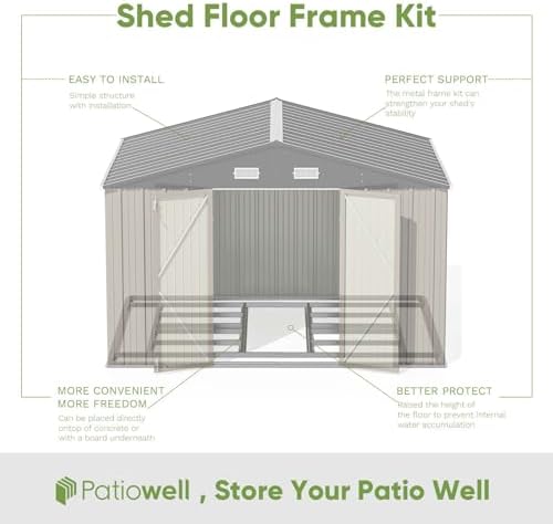 Patiowell 10x8 FT Outdoor Storage Shed with Floor Frame, Brown