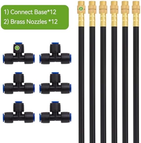 Drip Irrigation Parts ONLY 6pcs of 360° Adjustable Arm Sprayer Copper Nozzles and Quick Connect Base - No Tubing No Faucet Adapter
