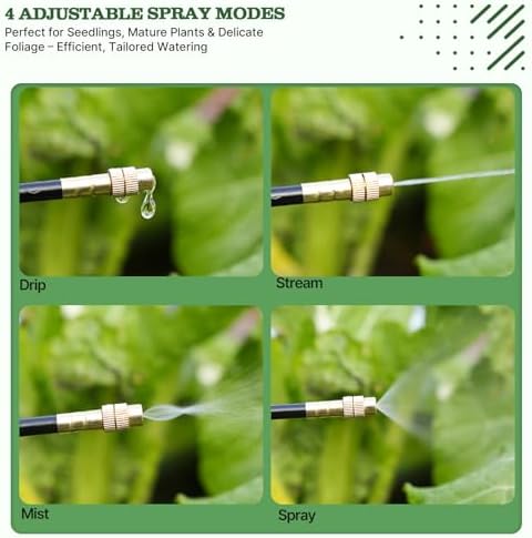 A ANLEOLIFE 50FT Drip Irrigation Kit for Patio, Potted Plants, 360° Bendable Copper Nozzles, Quick-Connect 1/4" Tubing for Container Gardens, Micro Drip with Adjustable Water Flow (Timer Not Included)