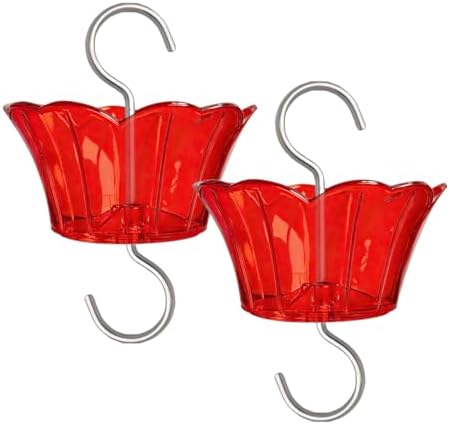 3oz Plastic Ant Moat for Hummingbird Feeder, 2-Pack Red Insect Guards