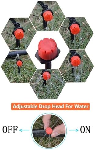 Kalolary 100Pcs 1/4Inch Adjustable Micro Drip Irrigation System Watering Sprinklers Anti-Clogging Emitter Dripper Red Garden Supplies