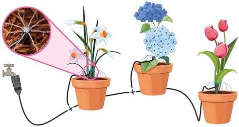 Rain Bird POTTEDKIT Drip Irrigation Kit, Full Circle, 1/4"