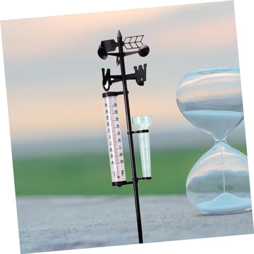 VICASKY 2 Sets Outdoor Meteorology Instrument Rain Gauge Thermometer Wind Direction for Garden Farm Use Durable Accurate Measuring Tools