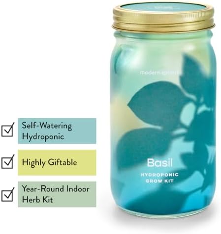 Modern Sprout Mason Garden Jar-Self-Watering Hydroponics Kit-Basil+Parsley