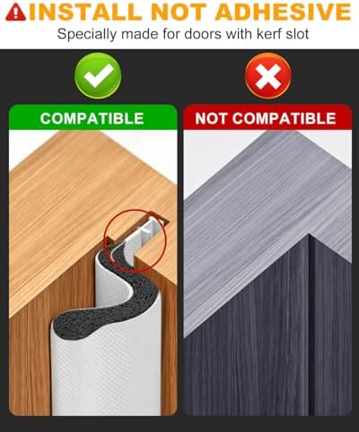 40FT Weather Stripping Door Seal: Sound Proof Draft Blocker Kerf Weather Stripping for Exterior Front Door, Large Gap Seal, Easy to Install (White)