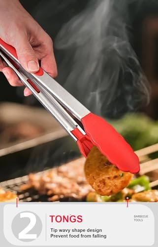 BBQ Grill Tool Set BBQ Accessories, Stainless Steel Grill Tools Grilling Accessories Grill Set Barbecue Grill Accessories for Outdoor Grill, Grill Utensils Grilling Tools Grilling Gifts for Men (3PCS)