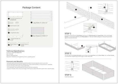 6x2x2FT Black Metal Raised Garden Bed Kit, Galvanized Outdoor Planter Box for Vegetables, Flowers, Herbs, Succulents and More