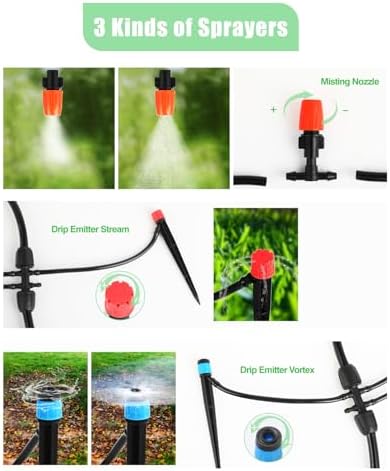 Drip Irrigation System for Watering Garden: 230FT Misting Sprinkler DIY Devices with Tubing Hose for Indoor Plants Outdoor Flower Beds Raised Growing Lawn Tree Patio Hydroponic