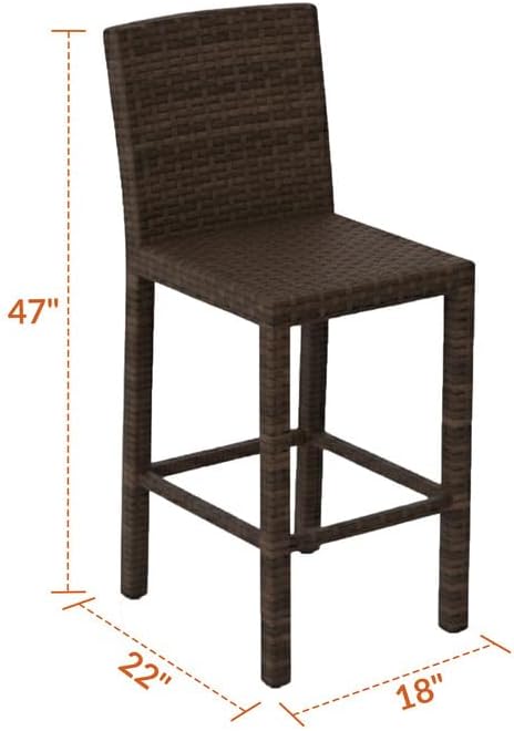 Covers & All Universal 30" Armless Bar Stools, 16 mm Premium Charcoal Wicker Patio Furniture Designed for Deck and Garden Dining and Durable Outdoor Furniture for Poolside Bar (22" L x 18" W x 47" H)