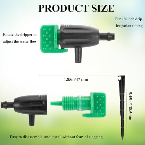 30 Adjustable Water Flow Irrigation Dripper with Support Stakes
