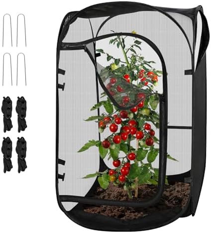 Pop Up Garden Mesh Plant Protectors Tent Net Cage, Pest Guard Covers for Protect Outdoor Vegetables Strawberry Fruit Flowers Shrubs from Birds Insects (1, Black)
