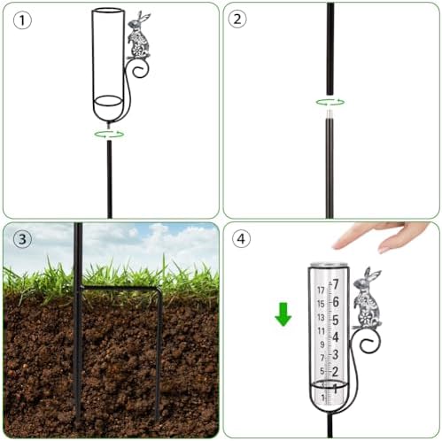 Stargarden Rain Gauge Outdoor, Rabbit Rain Gauge with Metal Stake