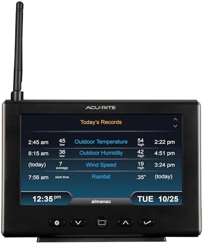 AcuRite Iris Weather Station with Rain Gauge and Wind Speed/Direction, Indoor Outdoor Thermometer Wireless Outdoor Sensor for Temperature and Humidity, and HD Display with Built-In Barometer (01535M)