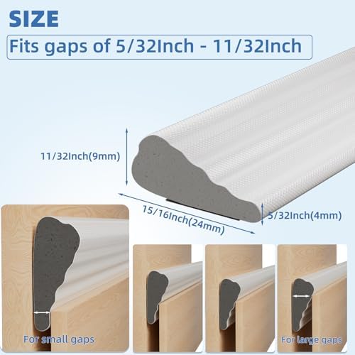 Wedge-Shape Window Weather Stripping Door Frame Seal 2Pcs×196” White