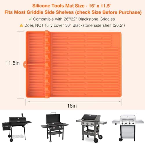 Silicone Grill Mat for Blackstone Griddle Accessories, 8-Slot Tool Mat